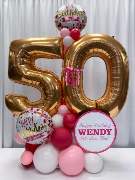 Fancy Balloon Bouquet with Custom Logo for 50th Birthday