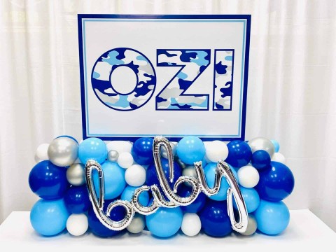 Fancy Balloon Bouquet with Custom Sign for Baby Boy