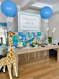 Fancy Balloon Bouquet with Custom Sign and Free Standing Balloons for Baby Shower