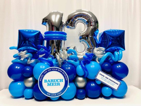 Fancy Balloon Bouquet with Custom Sign for Bar Mitzvah