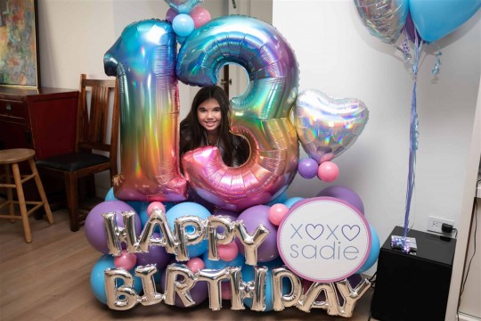 Ombre & Holographic Birthday Balloon Bouquet with Custom Logo