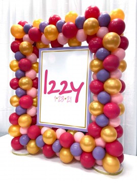 Balloon Frame with Custom Logo Sign for Drive By Celebration Photo Op
