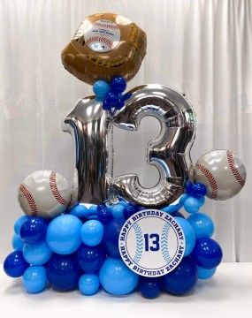 Baseball Themed Balloon Bouquet with Custom Sign for Birthday