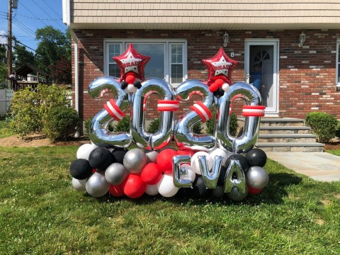 Fancy Balloon Bouquet with Mylar Name for Graduation 2020