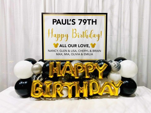 Custom Sign on Balloon Base Display for Home Birthday Celebration