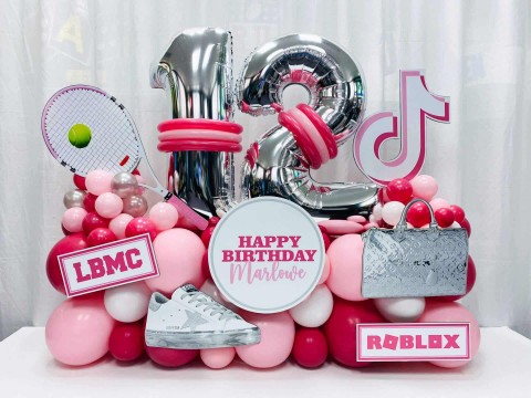 Everything Girl Fancy Balloon Bouquet with Custom Sign for 12th Birthday