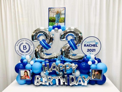 Fancy Balloon Bouquet with Custom Sign for 22th Birthday & Graduation