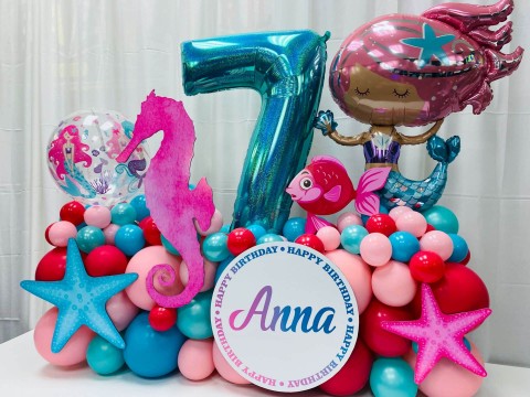 Mermaid Balloon Bouquet with Custom Sign