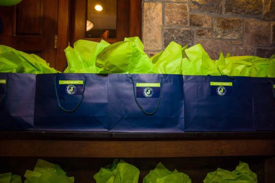 Navy Blue Bag With Custom Logo With Party Favors For Bar Mitzvah