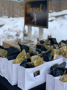 Gold & Black Party Favors Bagged with Logo For Bat Mitzvah