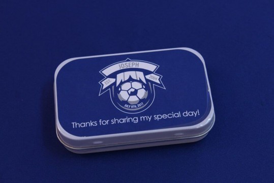 Custom Mint Tins with Soccer Themed Logo