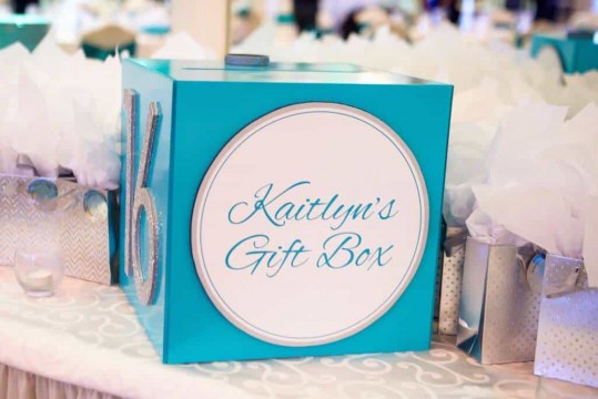 Sweet 16 Gift Box with Logo & Glittered 16