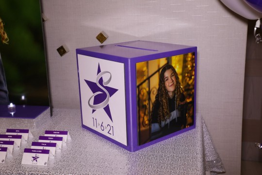 Custom Bat Mitzvah Logo & Picture Purple Gift Box