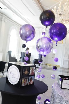 Custom Gift Box with Logo, Photos & Metallic Bubble Balloons at The Rockleigh