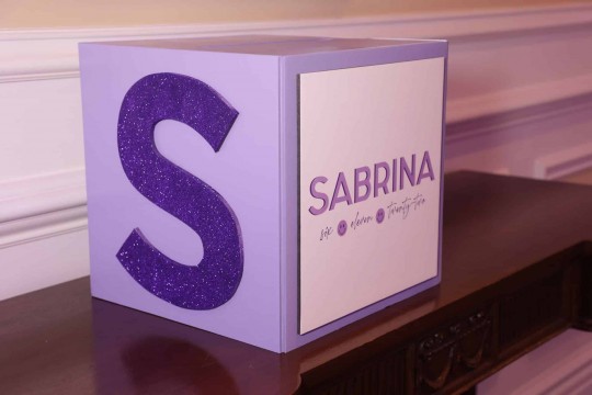 Custom Gift Box with Glittered Initial and Logo for Bat Mitzvah