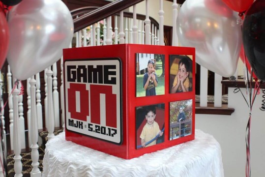 Video Game Themed Bar Mitzvah Gift Box with Custom Logo & Photos