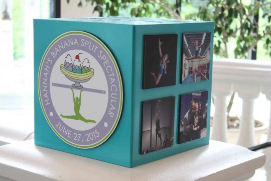 Gymnastics Themed Bat Mitzvah Gift Box with Custom Logo & Photos