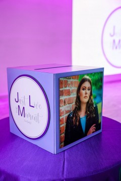 Custom Lavender Gift Box with Logo and Photo for Bat Mitzvah