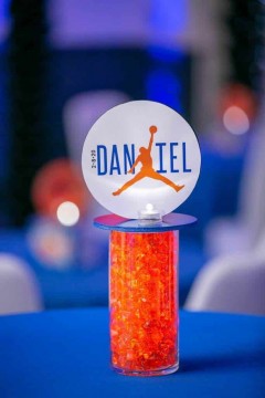 Mini LED Logo Centerpieces for Basketball Themed Bar Mitzvah