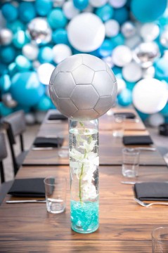 Simplistic LED Soccer Theme Lounge Orchid Centerpiece