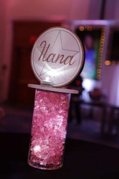 LED Lounge Centerpiece with Custom Logo & Light Pink Chips