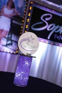 LED Lounge Centerpiece with Custom Logo for Galaxy Themed Bat Mitzvah