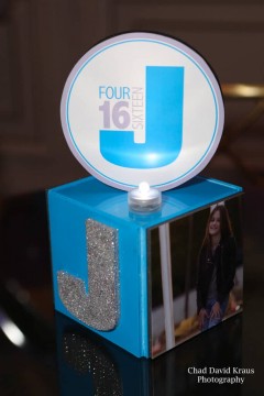 Mini Cube Centerpiece with Logo Topper For Lounge Tables