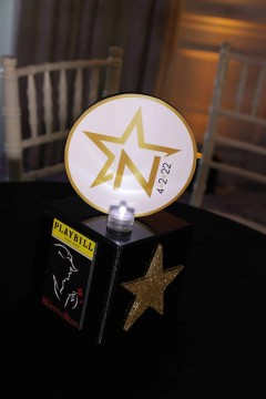 Broadway Themed Mini Cube Centerpiece with Playbills & Star Cutouts