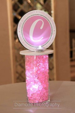 Mini LED Lounge Centerpiece with Custom Logo & Light Pink Chips