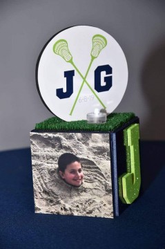 Lacrosse Themed Lounge Centerpiece with Photo & Logos