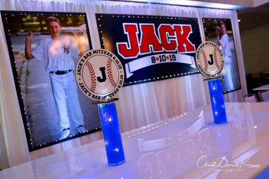 Baseball Themed Logo Centerpieces with LED Lighting
