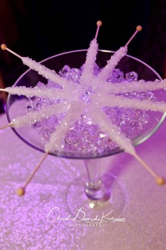 LED Martini Glass Centerpiece with Rock Candy for Hightop Table