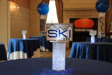 Ski Themed Centerpiece with Custom Logo & Lights