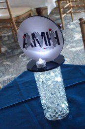 Vase with Aqua Gems, LED Lights & Logo Topper Centerpiece