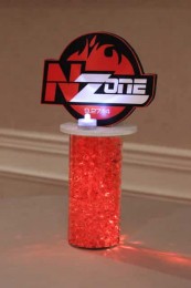 Vase with Red Aqua Gems, LED Lights & Custom Logo Topper