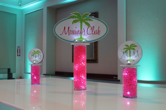 LED Logo Centerpiece for Beach Themed Lounge