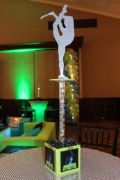 Gymnastics Themed High Top Centerpiece with Silver Glittered Silhouettes