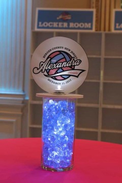 Softball Themed Mini Centerpiece with LED Lights