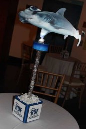 Mini Cube Centerpiece with Pedestal & Shark Cutout for Hightop Table