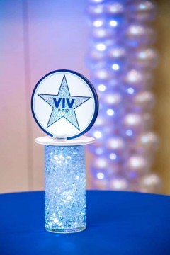 Star Themed Logo Centerpiece with Lights for Bat Mitzvah Lounge