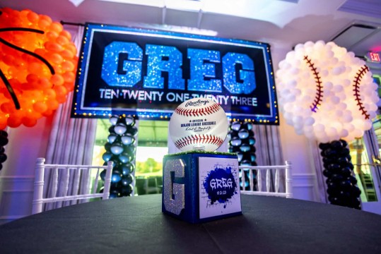 Mini Cube Baseball Centerpiece for Sports Themed Bar Mitzvah Lounge