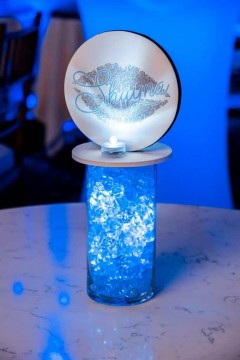 Bat Mitzvah Lounge Centerpiece with LED Vase & Lips Logo Topper