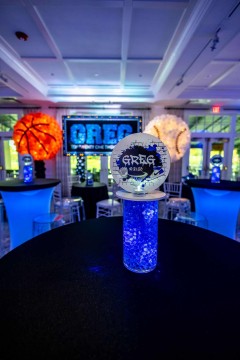 Mini Logo Topper Centerpiece for Sports Themed Bar Mitzvah Lounge