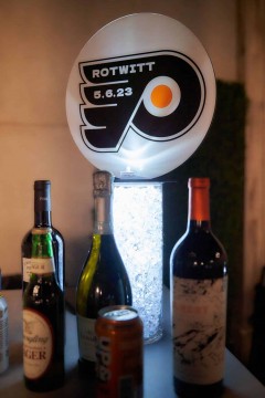 Sport Theme Mini LED Centerpiece with Custom Logo Cutout for Flyers Themed Bar Mitzvah