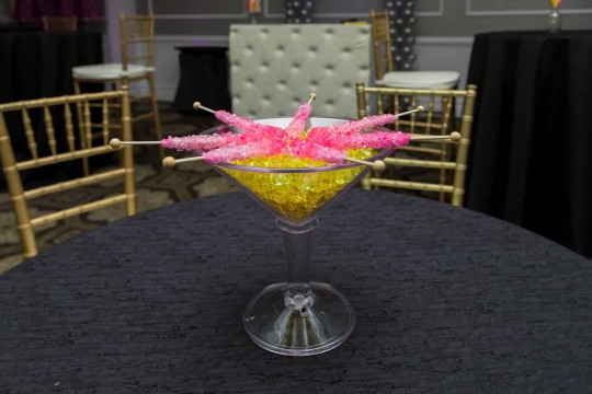 LED Martini Glass Centerpiece with Rock Candy for Lounge