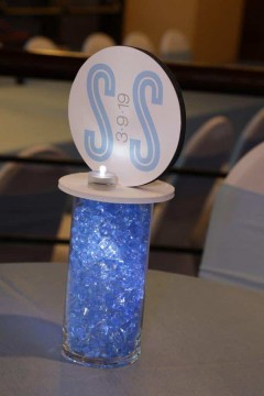 Bat Mitzvah Lounge Centerpiece with LED Vase & Logo Topper