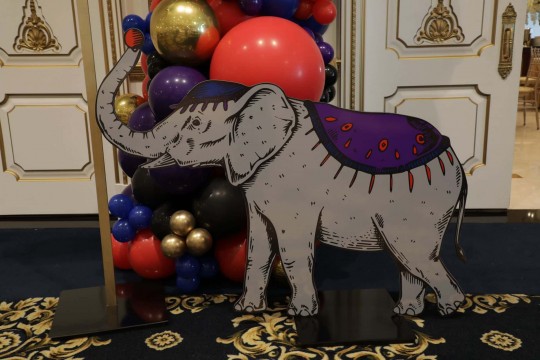 Blowup Elephant Cutout for Carnival Themed First Birthday