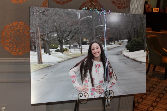 Blowup Mounted Photo on Easel as Sign in Board