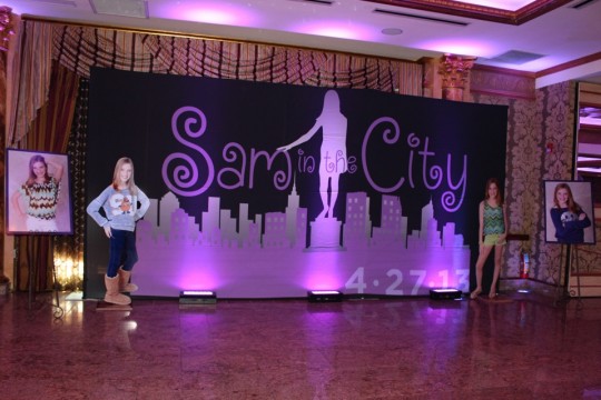 NYC Themed Bat Mitzvah Mural with Life Size Photo Cutouts & Posters