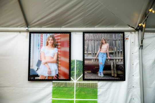 Blowup Photos with Lights in Tent for Outdoor Bat Mitzvah